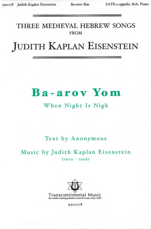 Judith Kaplan Eisenstein, Ba-arov Yom When Night Is Nigh Preisreduziert