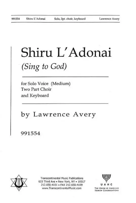 Kostenloser Versand Lawrence Avery, Shiru L'adonai Sing to God