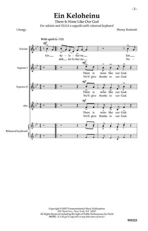 Preisknaller Sherry Kosinksi, Ein Keloheinu