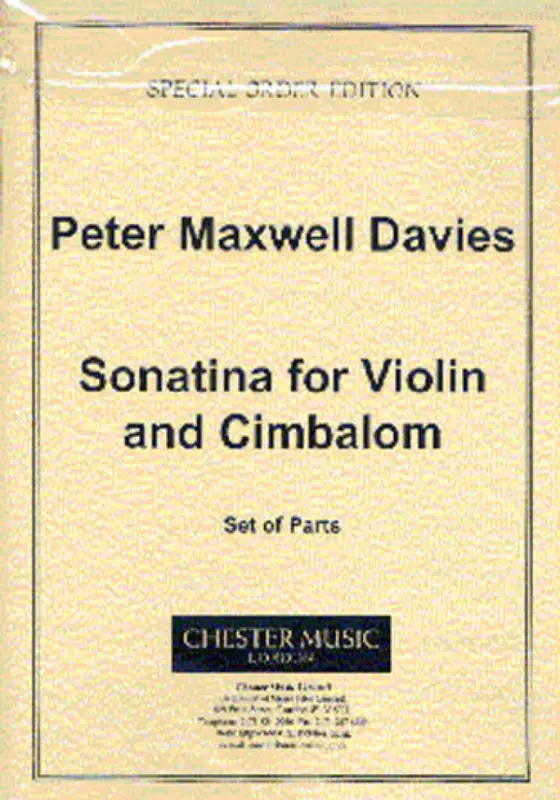 Top-Preis Peter Maxwell Davies, Sonatina For Violin And Cimbalom