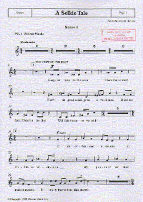 Top-Preis Peter Maxwell Davies, A Selkie Tale - Vocal