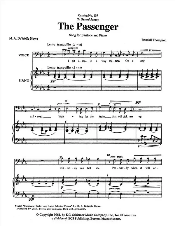 Zertifiziert Randall Thompson, Five Love Songs: 2. The Passenger
